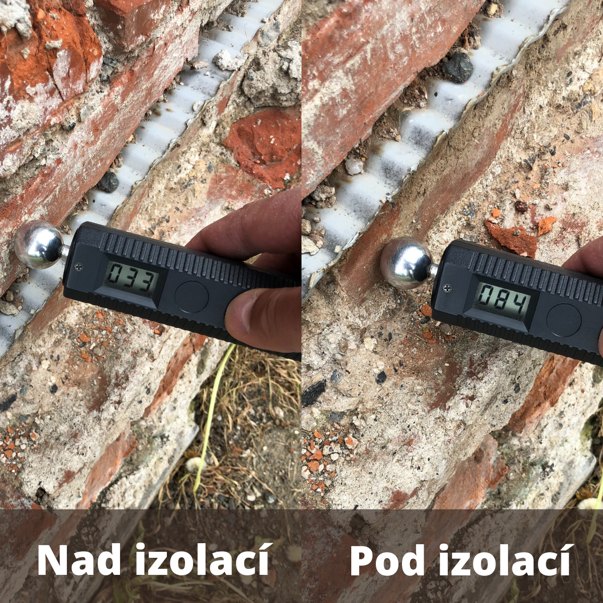 vlhkoměr Gann - vlhkost nad a pod izolací